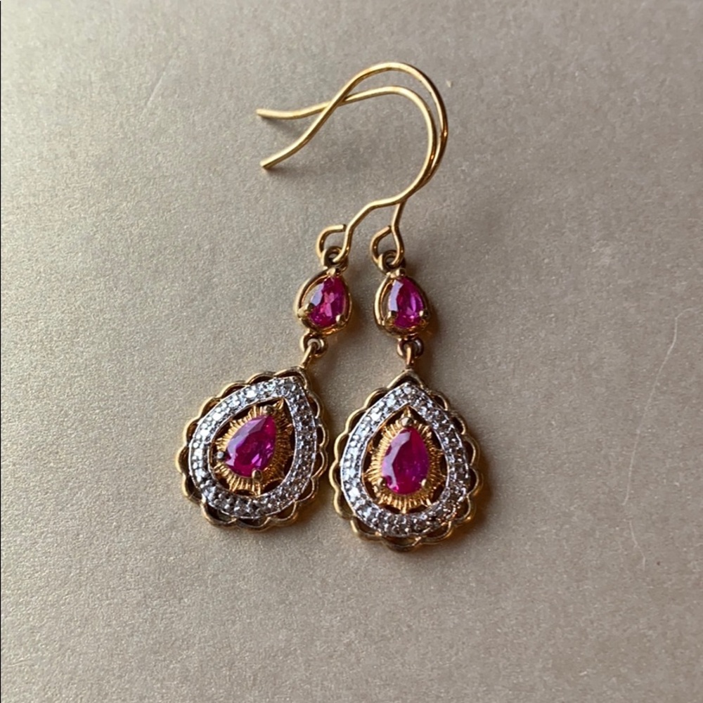 Ruby tear drop earrings
